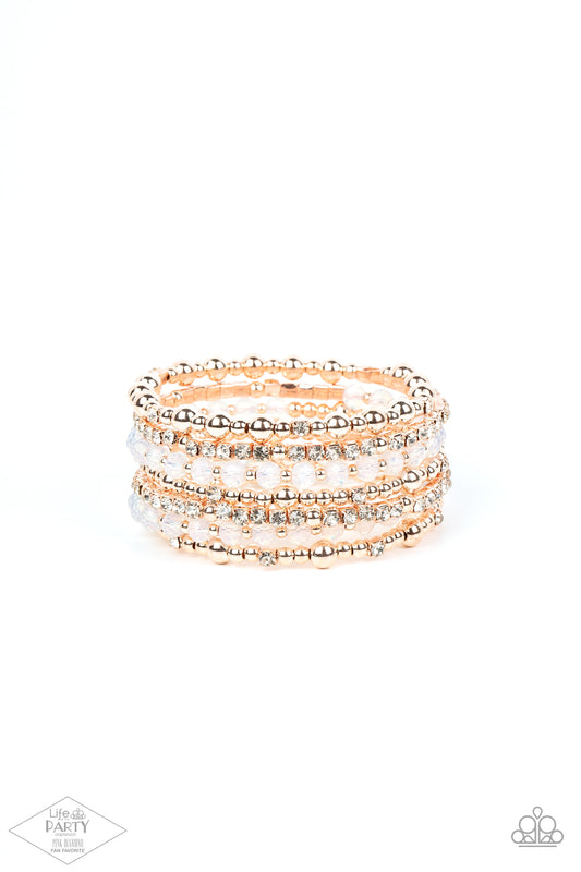 ICE Knowing You - Rose Gold Coil Bracelet Pink Diamond Life Of The Party Exclusive Paparazzi B0609