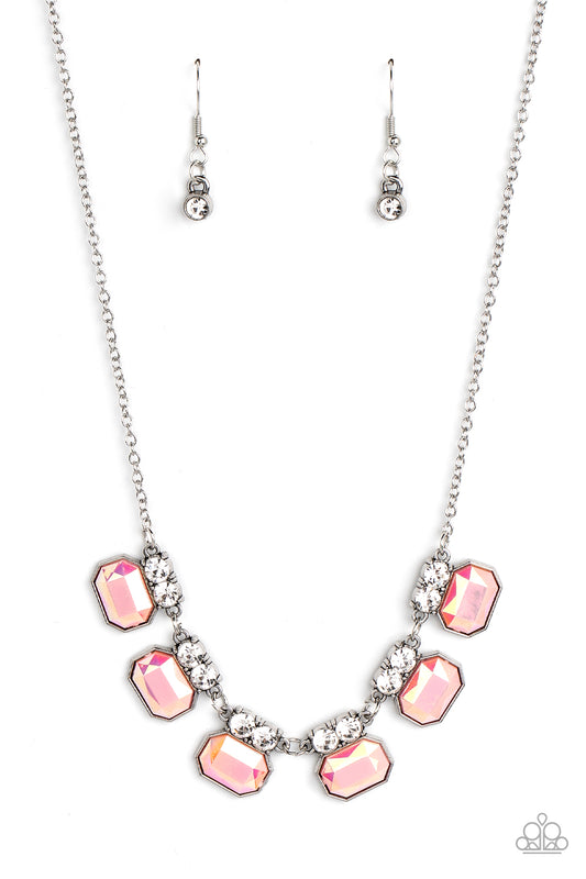 Interstellar Inspiration - Pink Iridescent Rhinestone Necklace Paparazzi N0874