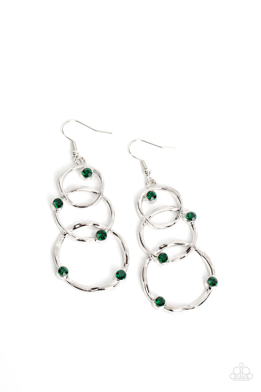 Revolving Radiance - Green Rhinestone Earring Paparazzi E0883