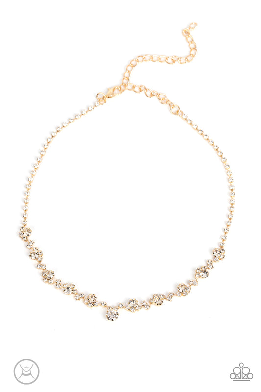Regal Rebel - Gold With White Rhinestone Choker Necklace Paparazzi N1145