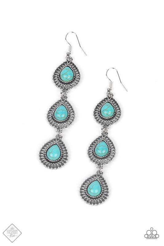 Dreamscape Dweller Blue Stone Santa Fe Style Earring Fashion Fix April 2022 Paparazzi E0694