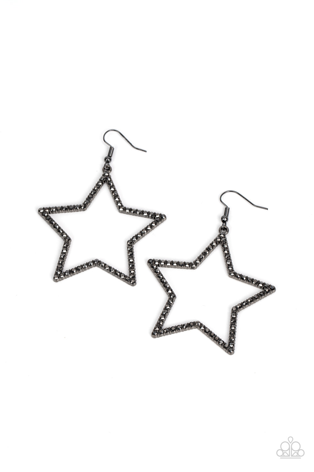 Supernova Sparkle - Black Hematite Rhinestone Earrings Paparazzi E0759