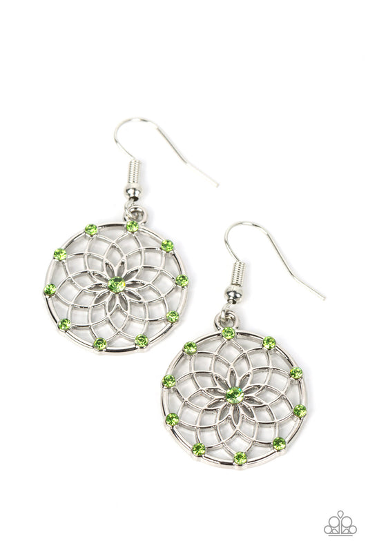Springtime Salutations - Green Rhinestone Earring Paparazzi E0745