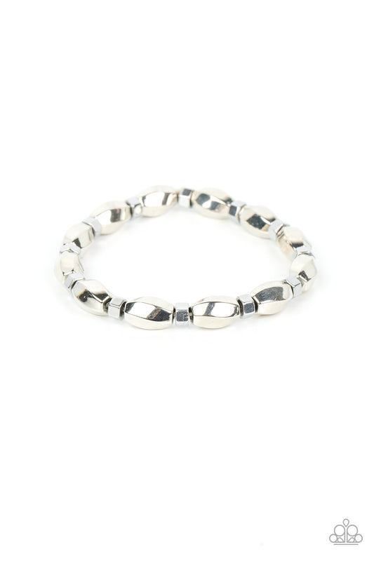Magnetic Mantra - Silver Bead Urban Stretch Bracelet Paparazzi B0810
