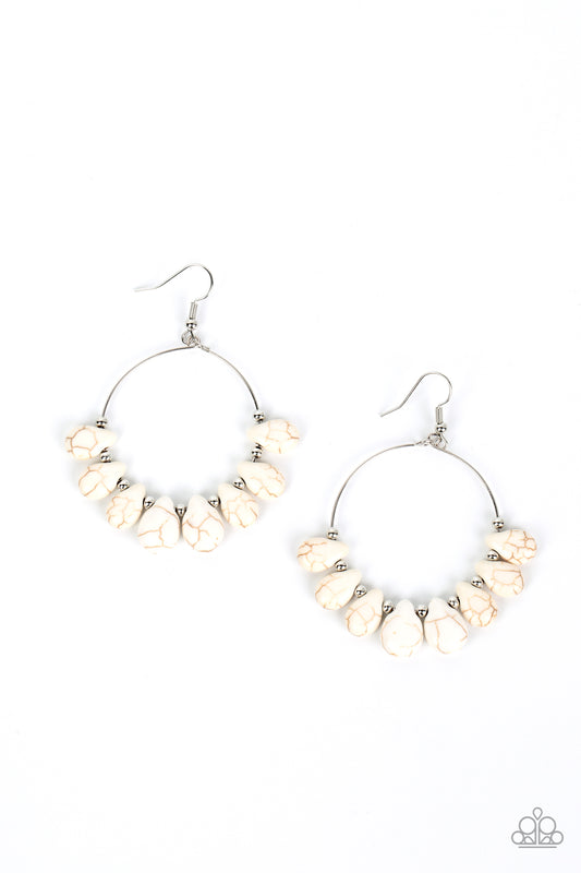 Canyon Quarry - White Stone Santa Fe Style Earring Paparazzi E1092