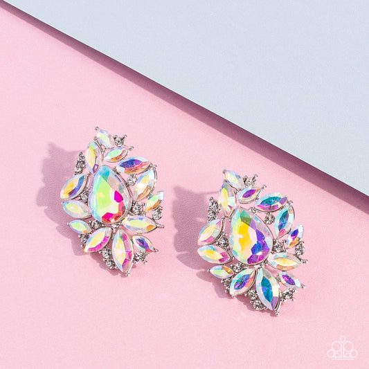 Paparazzi We All Scream for Ice QUEEN - Multi Iridescent Post Earring E1048