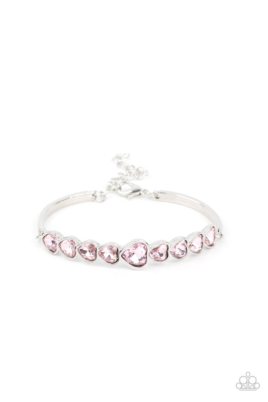 Lusty Luster - Pink Gossamer Heart Gem Bracelet Paparazzi B0993