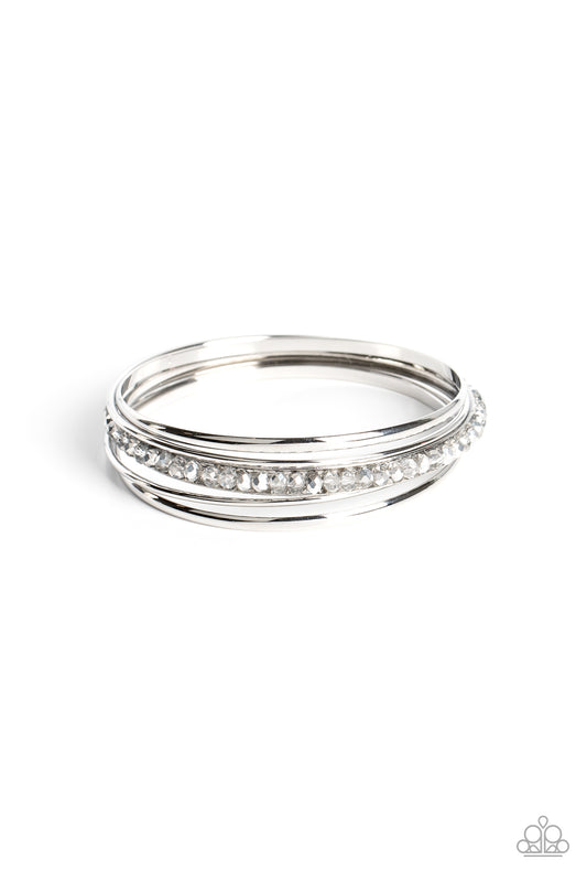 Prismatic Pizazz - Silver & Hematite Bangle Bracelets Paparazzi B1078