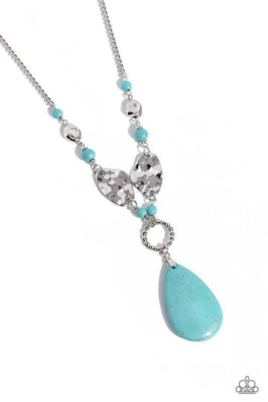 Sagebrush Sanctuary - Blue Turquoise Stone Santa Fe Style Silver Necklace Paparazzi N0214