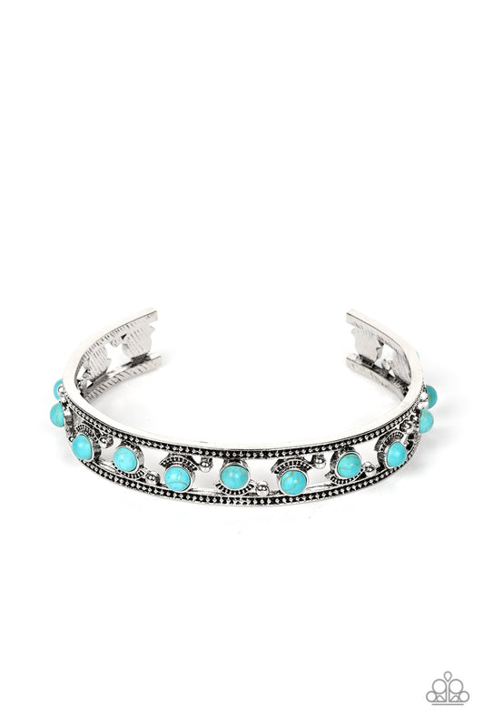 Badlands Bliss - Blue Turquoise Santa Fe Style Cuff Bracelet Paparazzi B0945