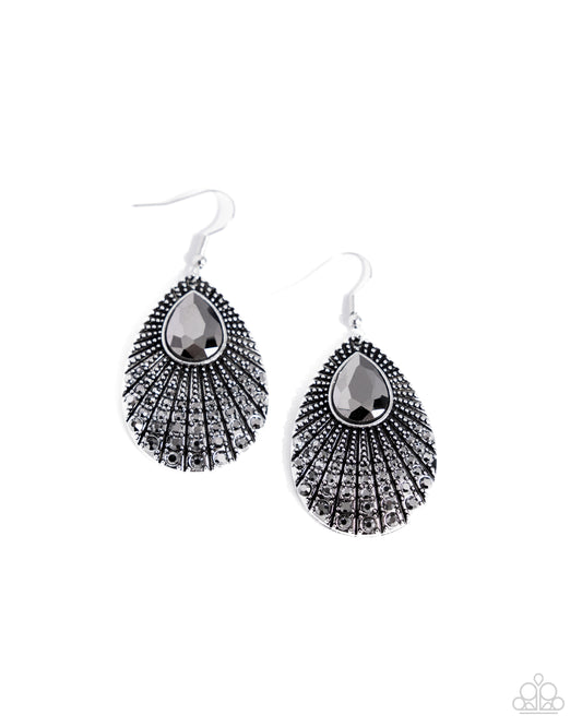 Paparazzi Urban Relic - Silver Hematite Teardrop Earring Paparazzi E1941