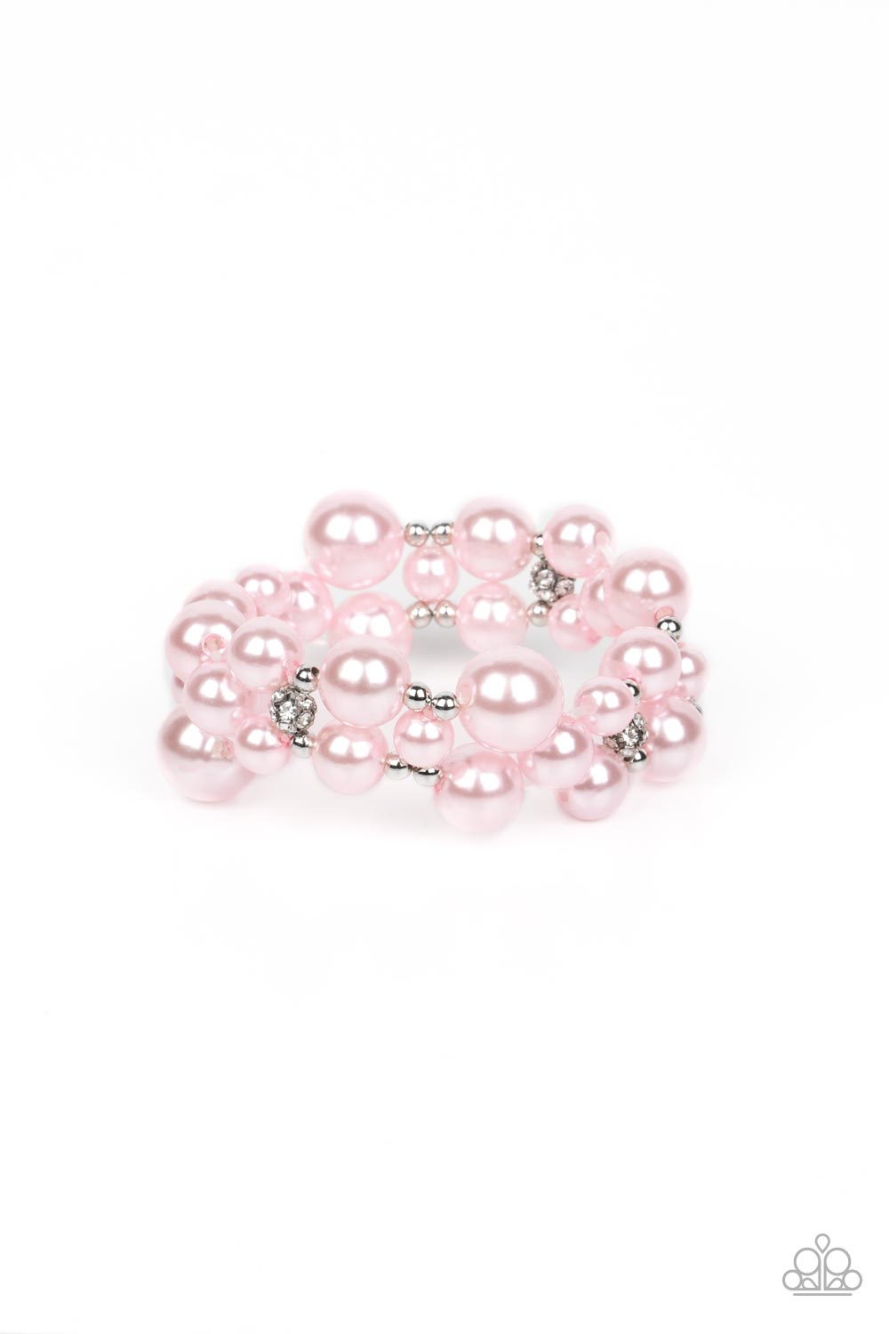 Her Serene Highness - Pink Pearl And White Rhinestone Stretch Bracelet Paparazzi B0751