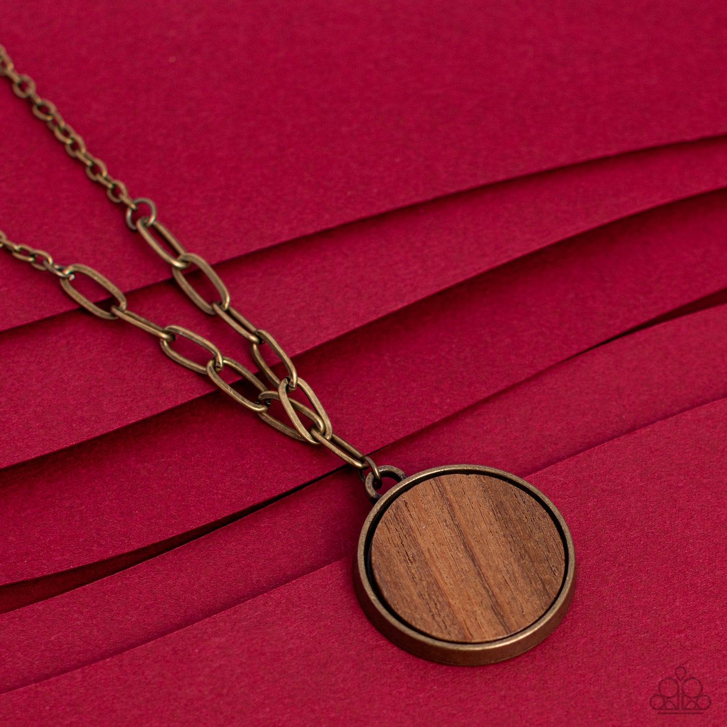 WOODnt Dream of It - Brass & Brown Wood Earthy Pendant Necklace Paparazzi N2077