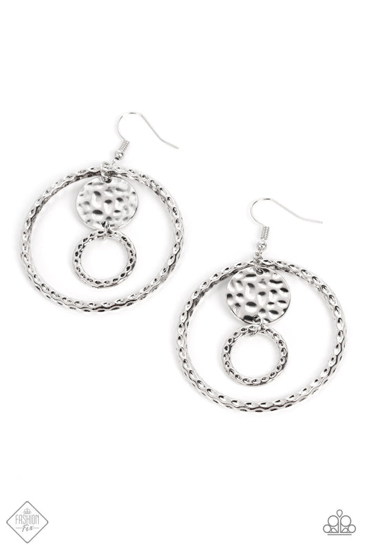 Mojave Metal Art - Silver Hammered Ring Earring Santa Fe Style Fashion Fix 2022 Paparazzi E0872
