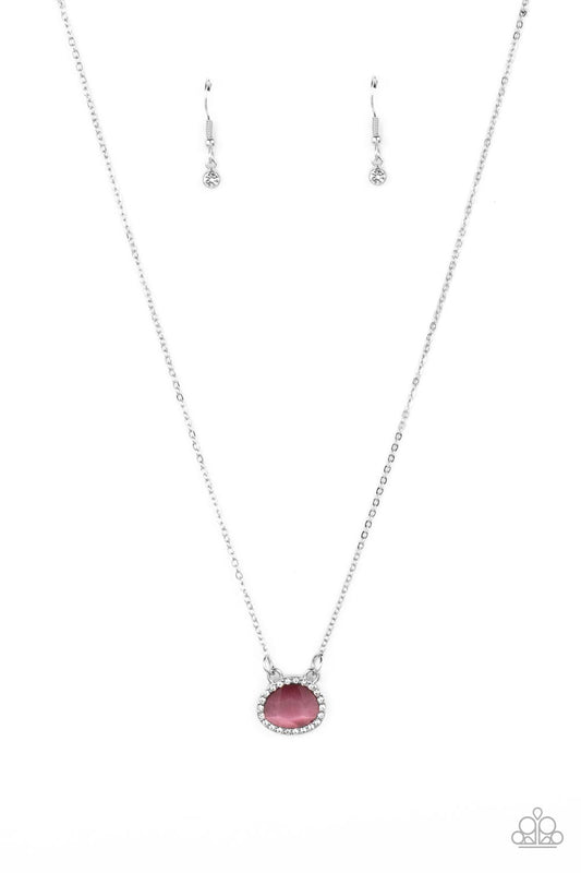 Treasure Me Always - Pink Gemstone & White Rhinestone Necklace Paparazzi N0590