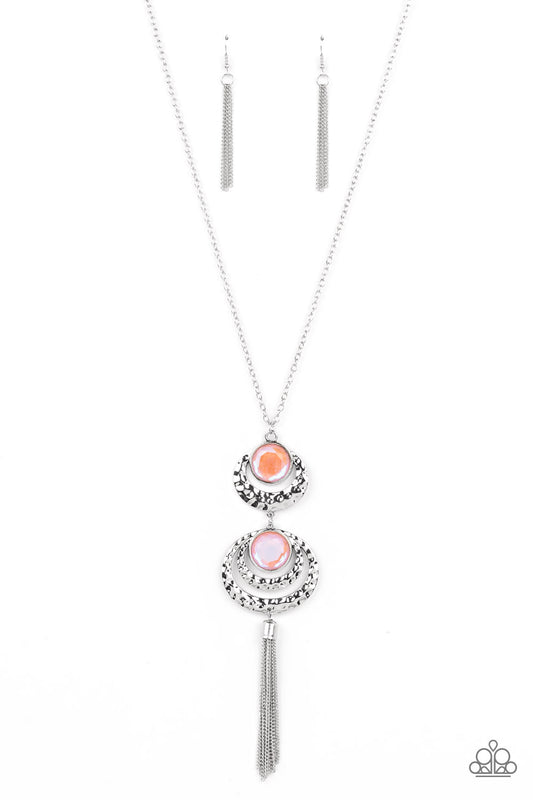Limitless Luster - Orange Gem Prismatic Gem Silver Necklace Paparazzi N1067