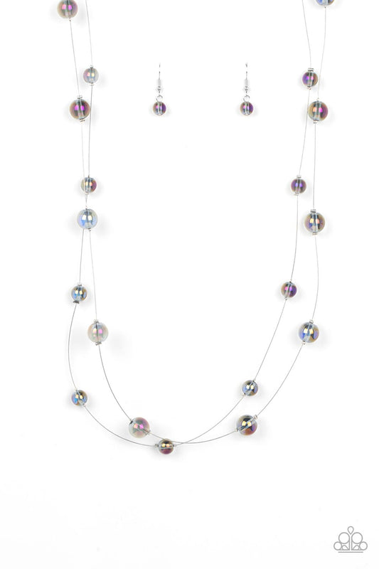 Interstellar Illusions - Purple Shimmer Glassy Bead Necklace Paparazzi N1420