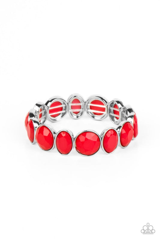 Whimsical Glow - Red Round & Oval Bead Stretch Bracelet Paparazzi B1056