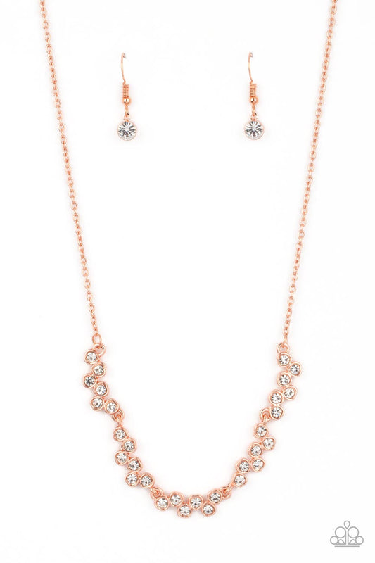SELFIE-Love - Copper - Shiny Copper White Rhinestone Necklace Paparazzi N1323