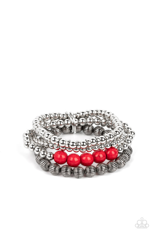 Wildland Wanderer - Red Fiery Stone Santa Fe Style Stretch Bracelet Paparazzi B0798