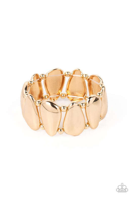 Classy Cave - Gold Pear Shaped Stretch Bracelet Paparazzi B1069