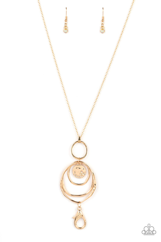 Mermaid Maestoso - Gold Lanyard Necklace Paparazzi N1433