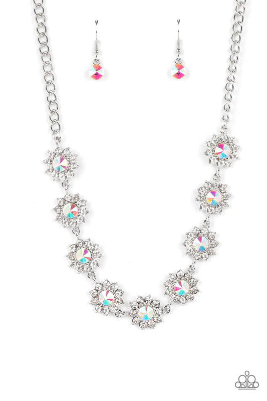 Blooming Brilliance Multi Iridescent & White Rhinestone Necklace Life Of The Party January 2023 Paparazzi N1281