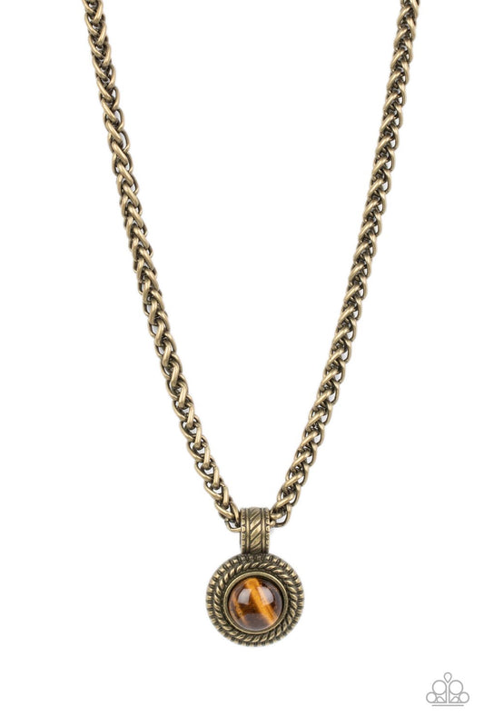 Pendant Dreams - Brass Tiger's Eye Urban Necklace Paparazzi N1443