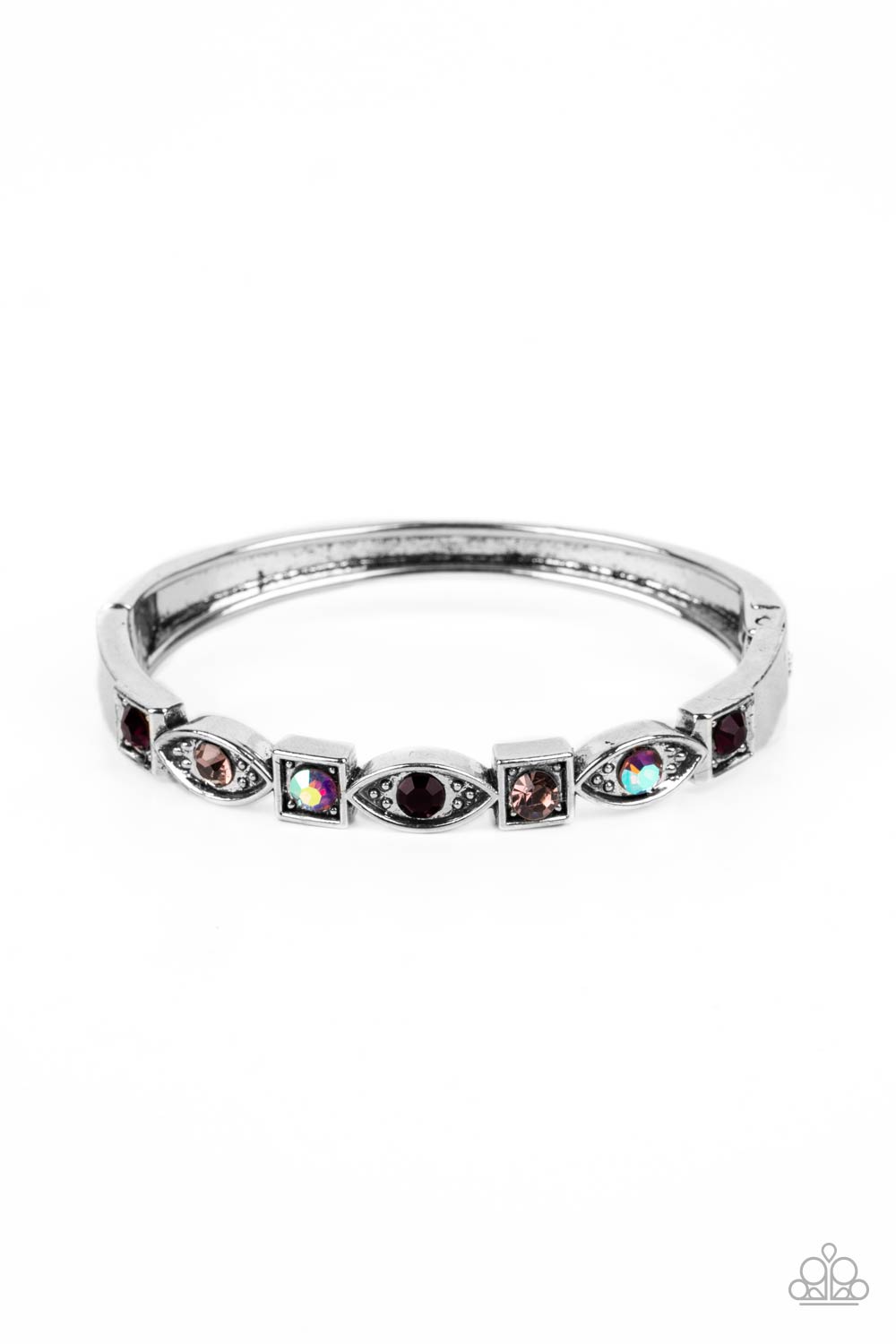 Poetically Picturesque - Purple Amethyst, Light Amethyst & Iridescent Rhinestone Hinge Bracelet Paparazzi B0958