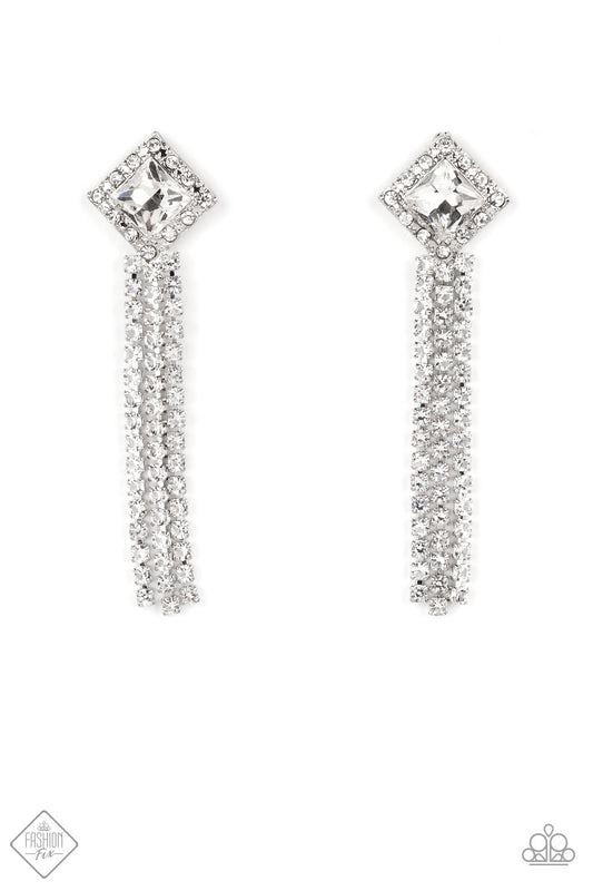 Seasonal Sparkle - White Rhinestone Post Earring Fashion Fix September 2022 Paparazzi E0948