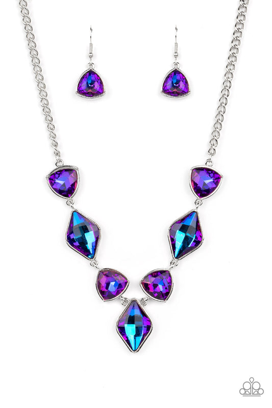 Paparazzi Glittering Geometrics - Purple UV Shimmer Life Of The Party December 2022 Necklace N1452