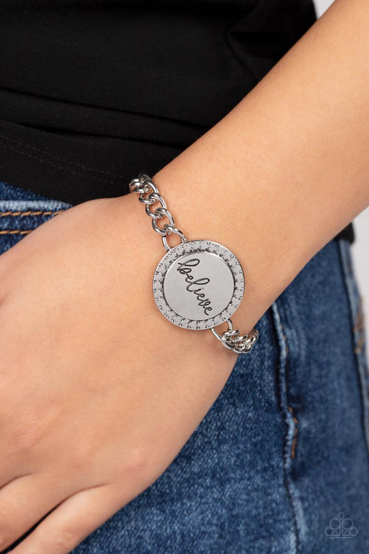 Hope and Faith - Silver "believe" Inspirational Faith Bracelet Paparazzi B1386