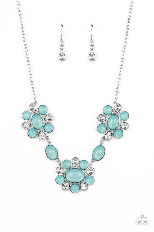 Your Chariot Awaits - Blue Waterspout Opalescent Bead Necklace Paparazzi N1410