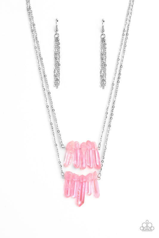 Crystal Catwalk - Pink Crystal-Like Stone Multi Layer Necklace Paparazzi N1634