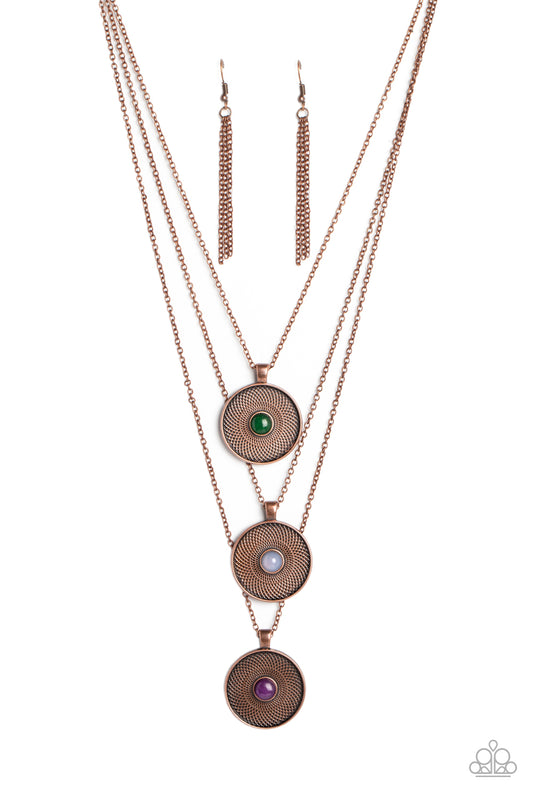 Geographic Grace - Copper Pendant Triple Layer Necklace Paparazzi N1509