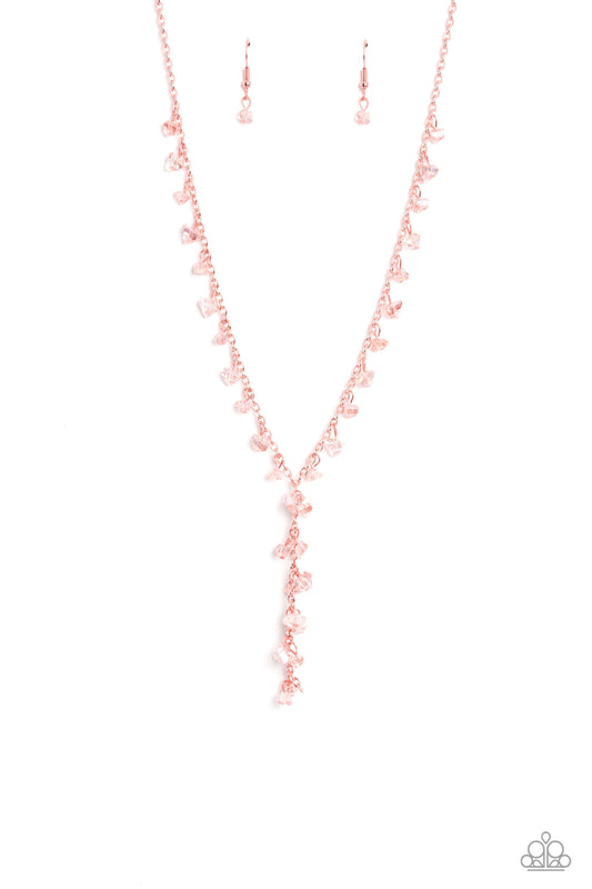 Chiseled Catwalk - Copper - Shiny Copper Chain White Reflective Gem Necklace Paparazzi N1812