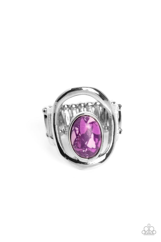 Marble Masterpiece - Purple Marbled Silver Ring Paparazzi R0435