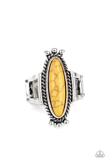 Sahara Escape Yellow Cracked Stone Ring Paparazzi R0072