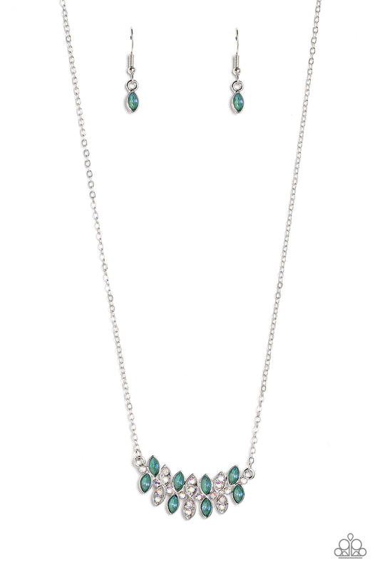 Lustrous Laurels - Green Gem & Iridescent Rhinestone Necklace Paparazzi N1946