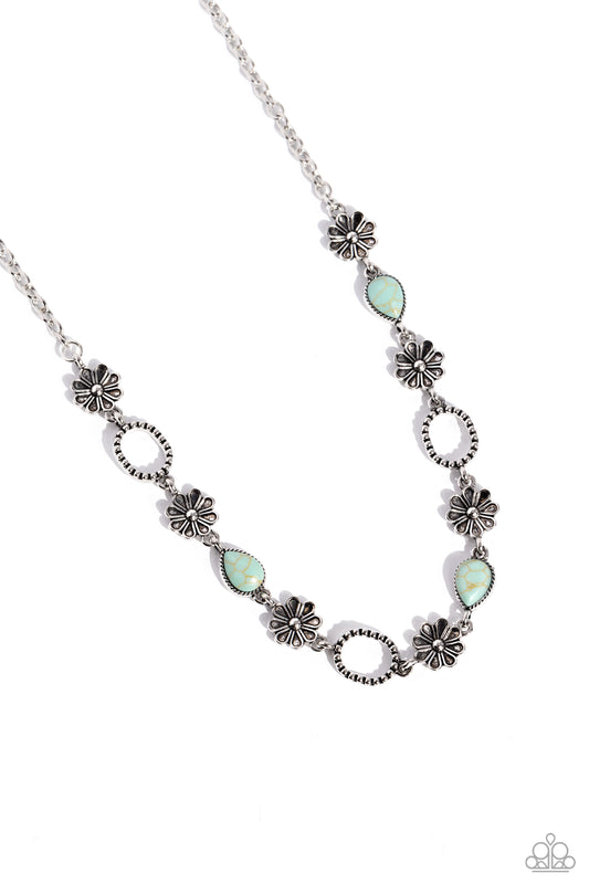 Casablanca Chic - Blue Stone Daisy Flower Santa Fe Style Necklace Paparazzi N1722