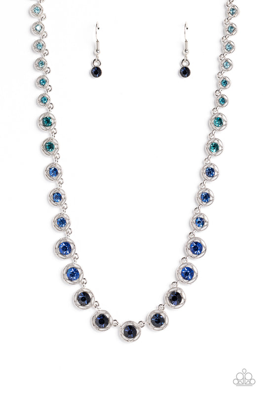 Kaleidoscope Charm - Blue - Shades of Blue Rhinestone Necklace Paparazzi N2003