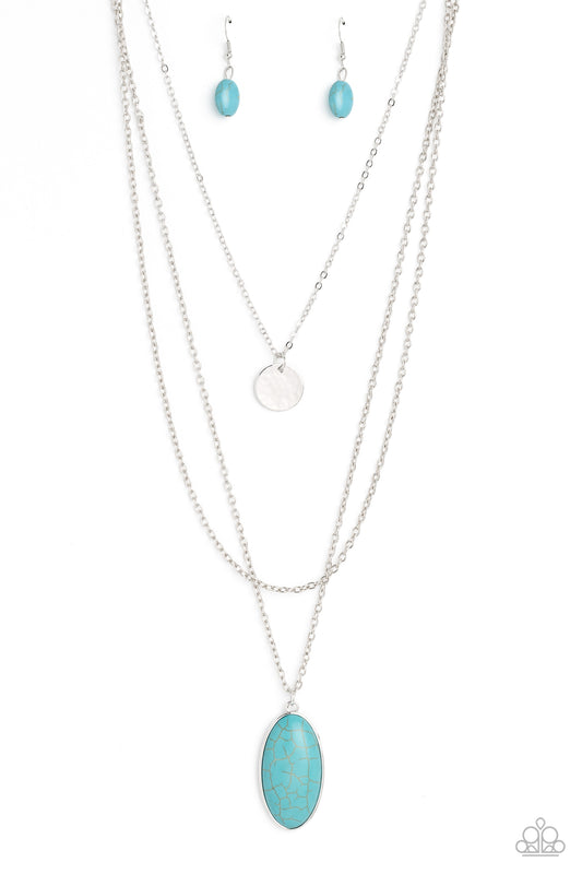 Perennial Phenomena - Blue Turquoise Stone Santa Fe Style Multilayer Necklace Paparazzi N1837