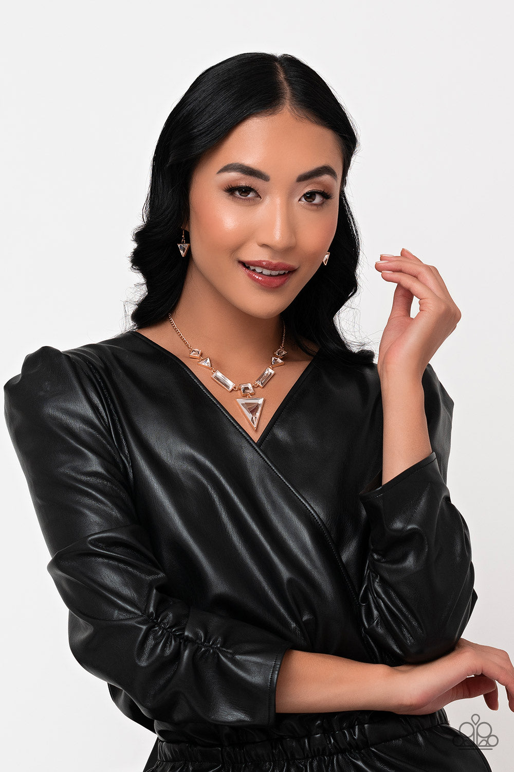Fetchingly Fierce - Gold & Glassy White Gem Necklace Life Of The Party July 2023 Paparazzi N1669