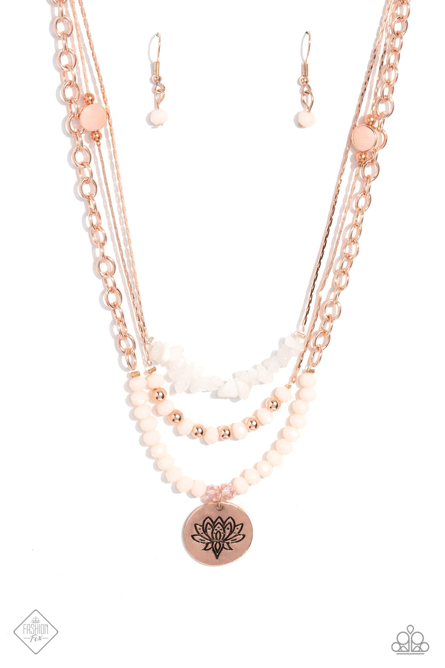 Lotus Luxury - Rose Gold Rose Quartz Necklace Fashion Fix June 2023 Paparazzo N1666
