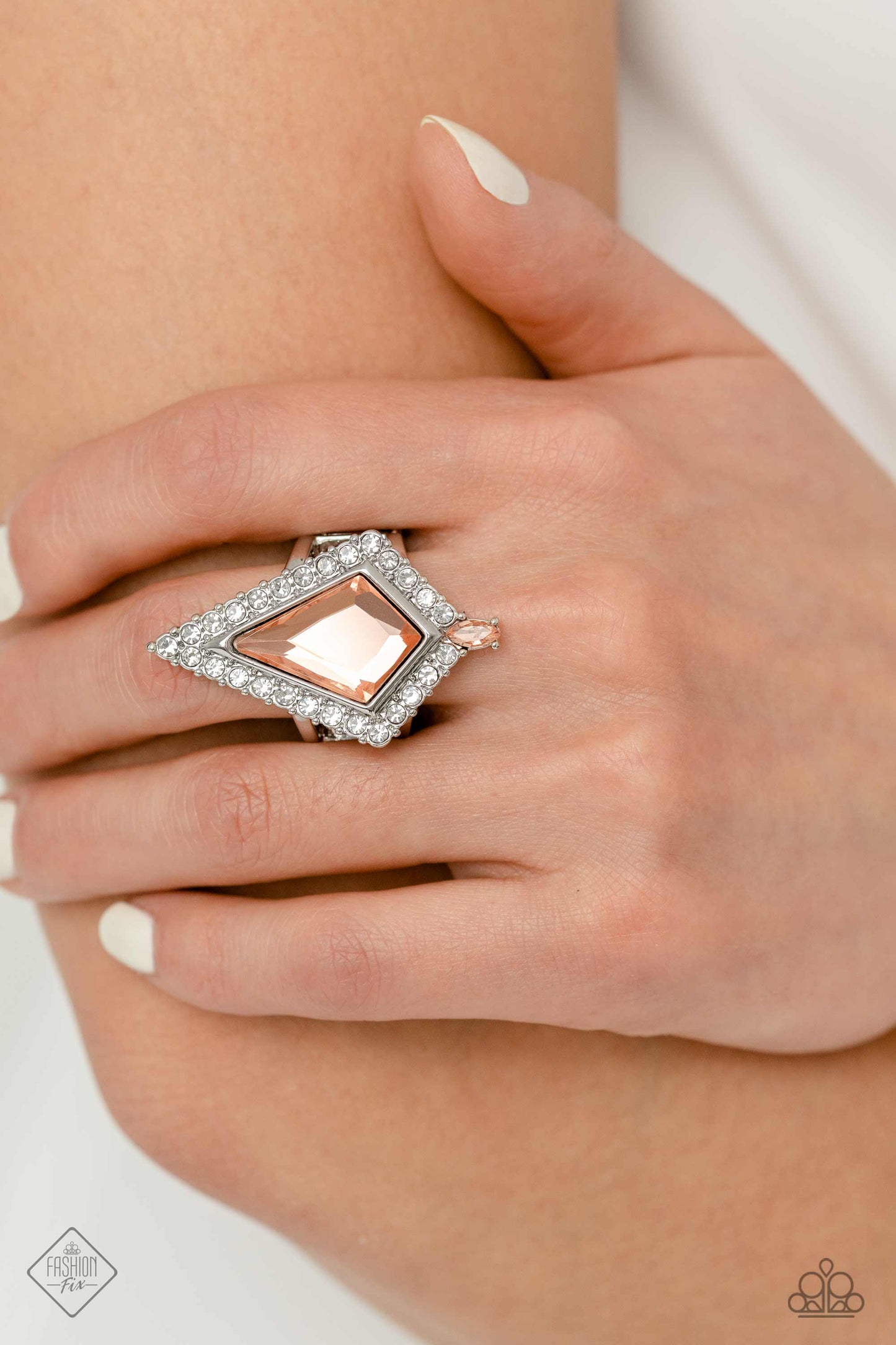 Stylish Studio - Orange Peach Gem Ring Fashion Fix Fiercely 5th Avenue May 2023 Paparazzi R0503