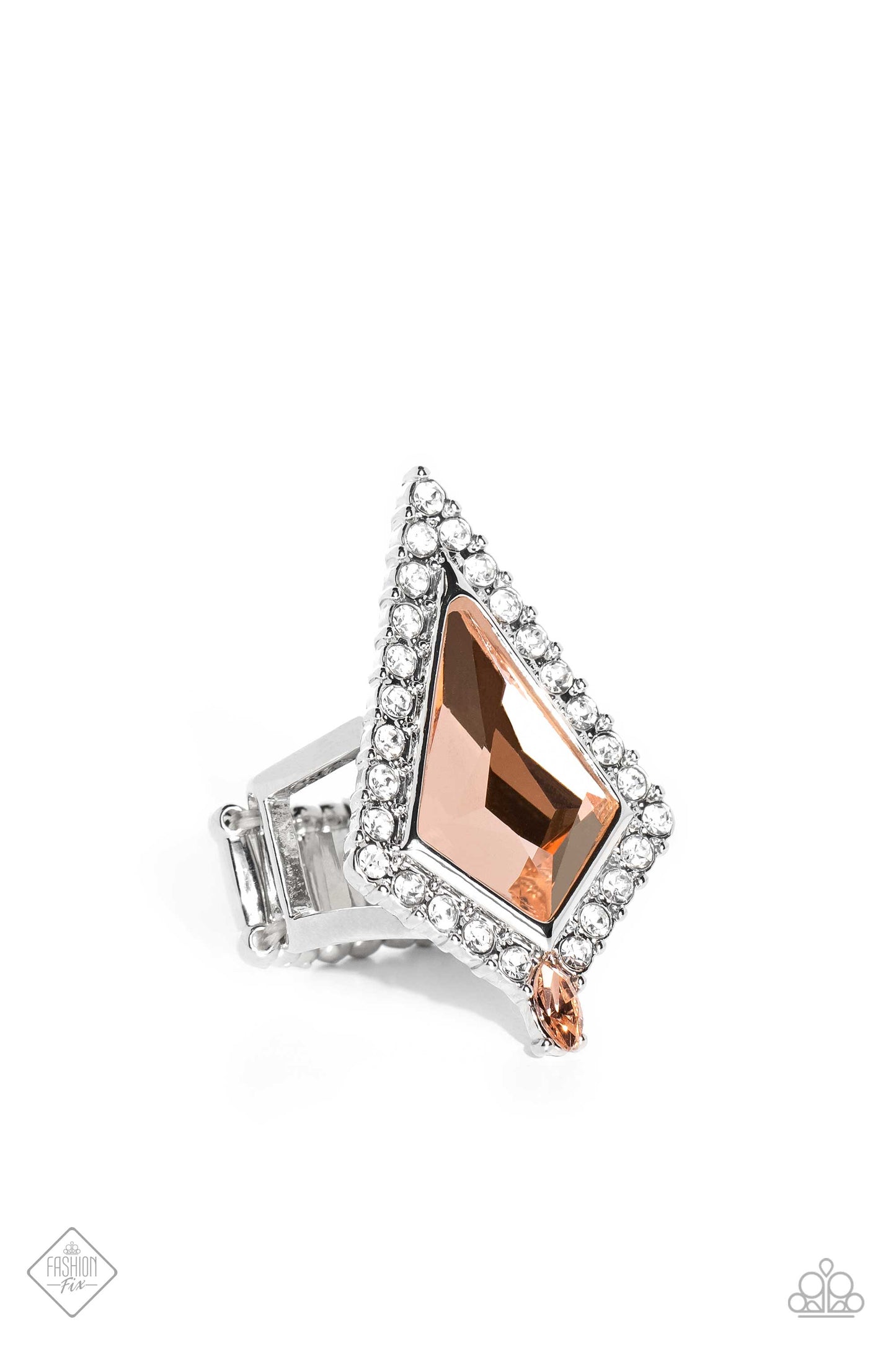 Stylish Studio - Orange Peach Gem Ring Fashion Fix Fiercely 5th Avenue May 2023 Paparazzi R0503