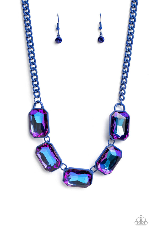 Emerald City Couture - Blue Chain Purple UV Shimmer Necklace Life Of The Party June 2023 Paparazzi N1623