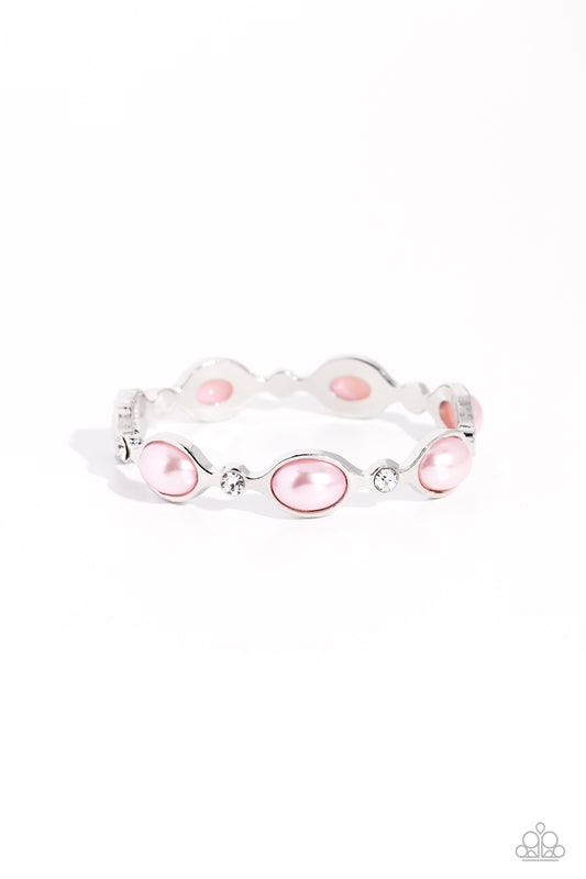 Are You Gonna Be My PEARL? - Pink - Baby Pink Pearl &Gem Hinge Bracelet Paparazzi B1197