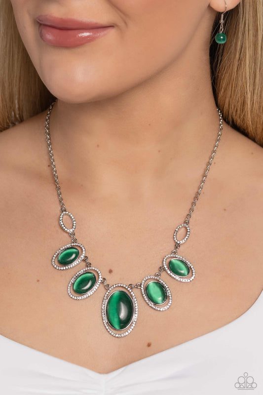 A BEAM Come True - Green Cat's Eye Stone Necklace Paparazzi