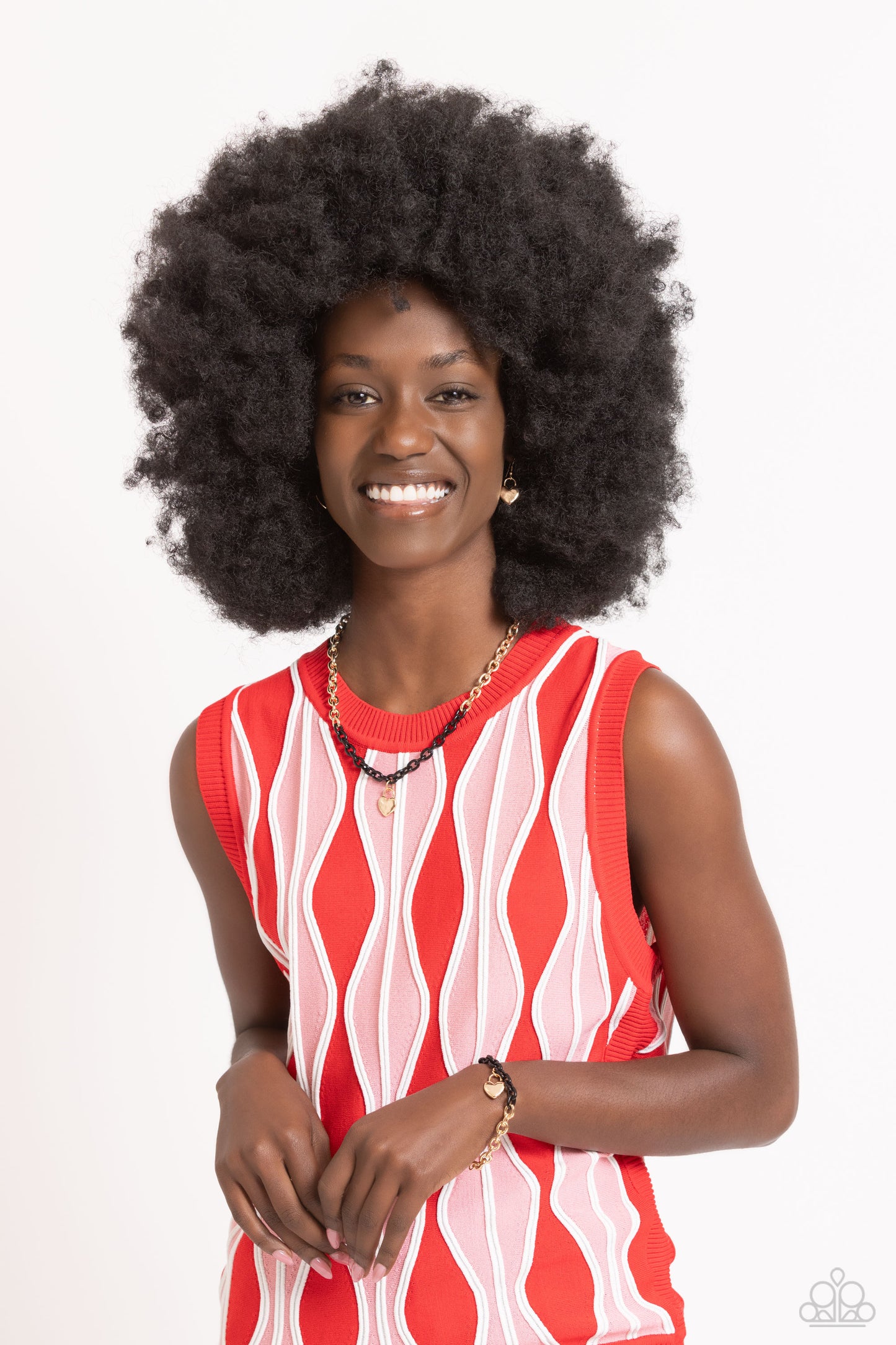 Locked and Loved - Black & Gold Chain Heart Bracelet Paparazzi B1403